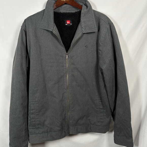 Quiksilver mens sherpa lined canvas jacket warm workwear zip front XL gray - Picture 2 of 15